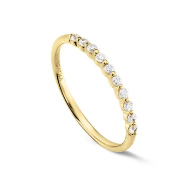 Bague argent doré fleur et oxydes de zirconium