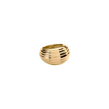 Bague laiton doré bombée striée
