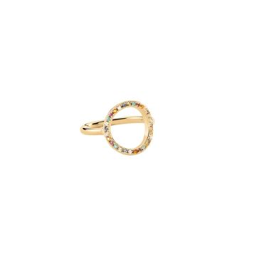 Bague argent doré et oxydes de zirconium multicolores