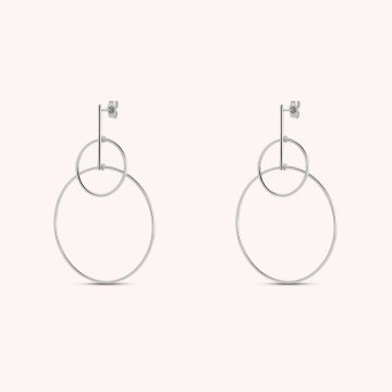 Boucles d'oreilles pendantes,2 anneaux superposés