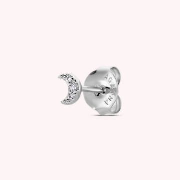 Boucles d'oreilles à l'unité petite lune pavée
