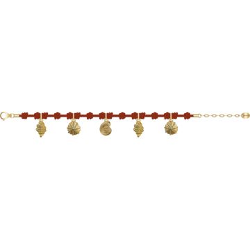 Bracelet corde laiton doré coquillages