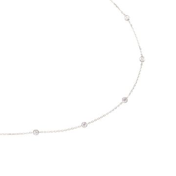 Sautoir argent rhodié pastilles serti clos 70cm