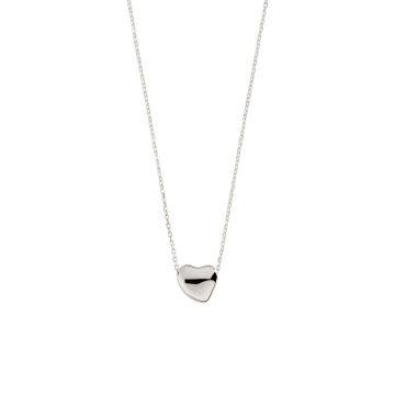 Collier argent rhodié cœur organique coulissant