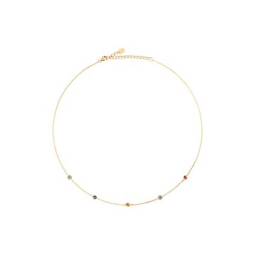 Collier argent doré pastilles multicolores serties clos 40cm