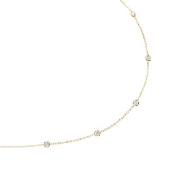 Sautoir argent doré pastilles serti clos 70cm