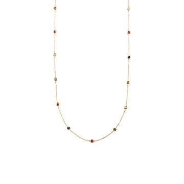 Sautoir argent doré pastilles multicolores serties clos 70cm