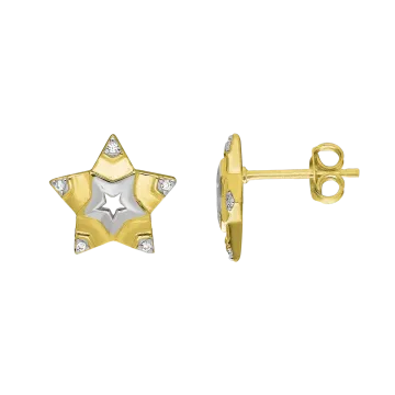 Boucles D’Oreilles Charles Garnier Étoile Légende Argent Doré, Oxydes De Zirconium