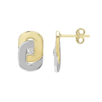 Boucles d'oreilles Argent bicolore (3,59 g.), oxyde de zirconium STYLES - Charles Garnier