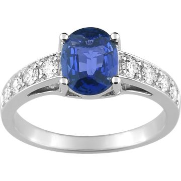 Bague Saphir Diamant 0.30ct Gh-Si Or 750 Blanc
