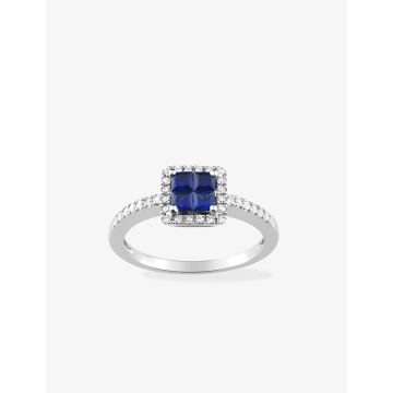 Bague Saphir Diamant 0.20ct Gh-Si Or 750 Blanc