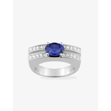 Bague Saphir Diamant 0.25ct Gh-Si Or 750 Blanc