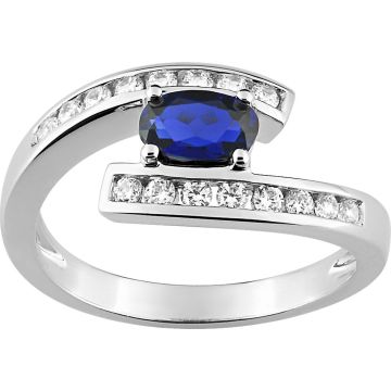 Bague Saphir Diamant 0.30ct Or 750 Blanc
