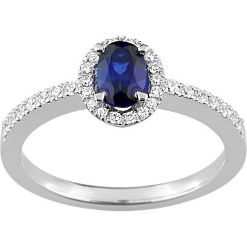 Bague Saphir Diamant 0.21ct Gh-Si Or 750 Blanc