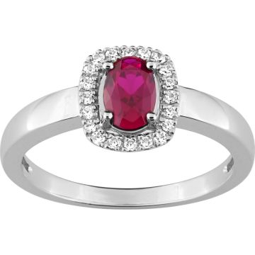 Bague Rubis Diamant 0.10ct Gh-Si Or 750 Blanc