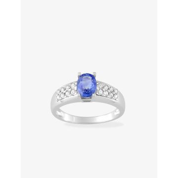 Bague Saphir Diamant 0.23ct Gh-Si Or 750 Blanc