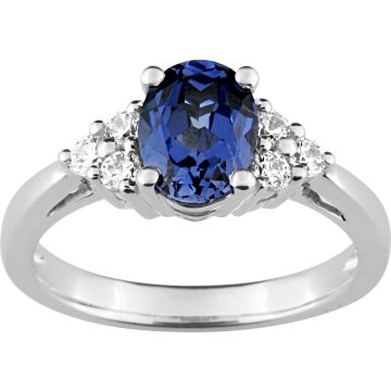 Bague Saphir Diamant 0.27ct Gh-Si Or 750 Blanc