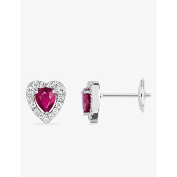 Boucles d'oreilles clou rubis diamant 0.25ct GH-SI en or