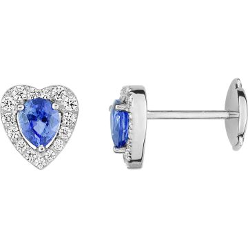 Boucles d'oreilles clou saphir diamant 0.25ct GH-SI en or