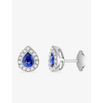 Boucles d'oreilles clou saphir cey diamant 0.2ct GHSI en or