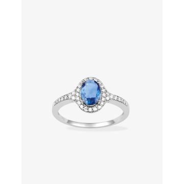 Bague Saaphir Diamant 0.19 Gh-Si Or 750 Blanc