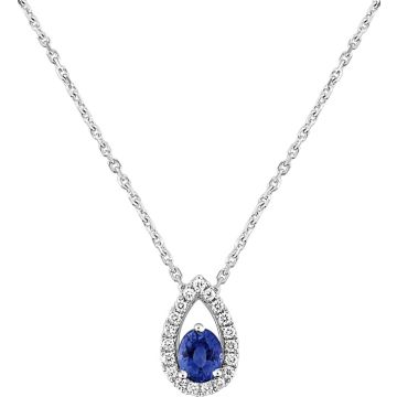 Collier Saphir Diamant 0.11ct Gh-Si Or 750 Blanc