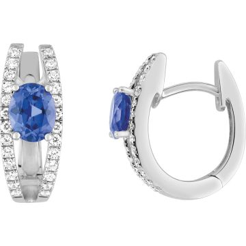 Créoles Saphir Diamant 0.21ct Gh-Si Or 750 Blanc