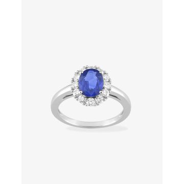 Bague Saphir Diamant 0.48ct Gh-Si Or 750 Blanc