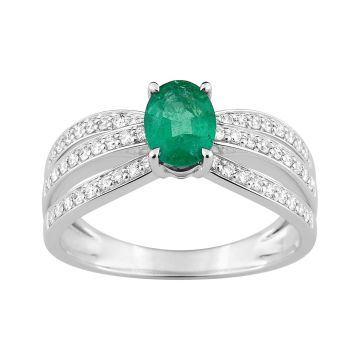 Bague Em.0.73 Diamant 0.27ct Gh-Si Or 750 Blanc