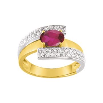 Bague Rubis Diamant 0.20ct Gh-Si Or 750 Bicolore