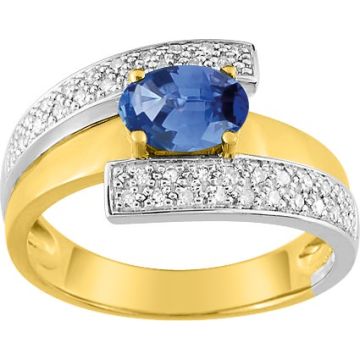 Bague Saphir Diamant 0.20ct Gh-Si Or 750 Bicolore