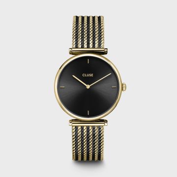 Montre Cluse Triomphe Maille, noir, couleur or