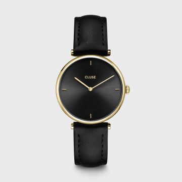 Montre Cluse Triomphe Cuir, noir, couleur or