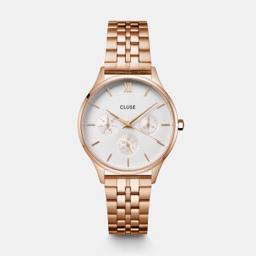 Montre Cluse Minuit Multifonction Acier, couleur or rose