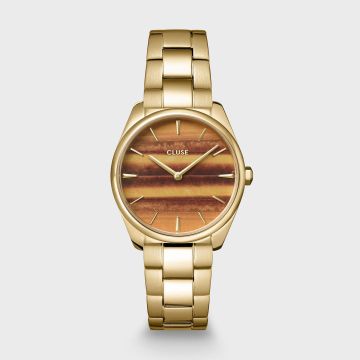 Montre Cluse Féroce Petite Acier Oeil de Tigre, coloris or