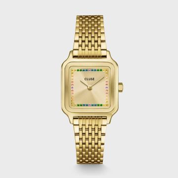 Gracieuse Petite Watch Steel, Rainbow stones, Gold Colour