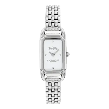 Montre Coach Mouvement Qtz Boitier Acier Rectangle Cadran Blanc Bracelet Acier Acier Cadie