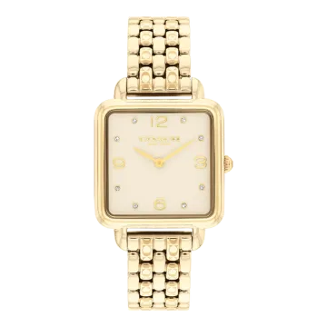 Montre Coach Mouvement Qtz Boitier Acier Doré Carre Cadran Acier Doré Bracelet Acier Acier Doré Cass