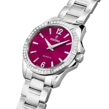 Montre  Festina F20593/2 Bordeaux, Bracelet Acier Inoxydable, Femme