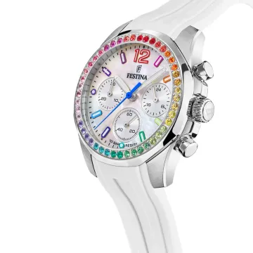 Montre  Festina F20610/2 Ivory, Bracelet Caoutchouc, Femme