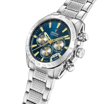 Montre  Festina Timeless Chronograph F20668/5 Bleu Bracelet En Acier Inoxydable Homme