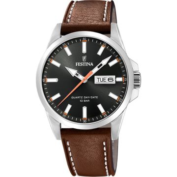 Montre Homme Cuir Marron Acier Classique