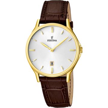 Montre Festina Homme Cuir Marron Fond Blanc