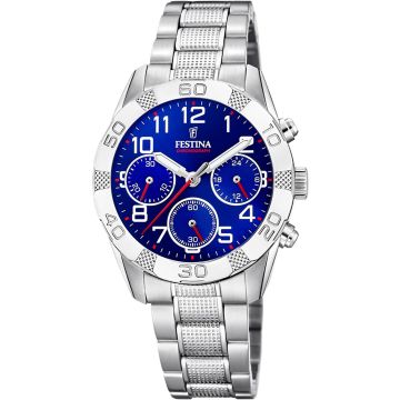 Montre Festina Homme Chronographe Acier Fond Bleu
