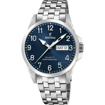 Montre  Festina Classics F20357/C Bleu, Bracelet En Acier, Homme