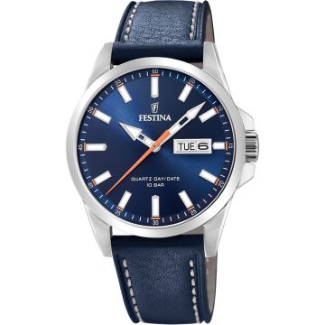 Montre Festina Homme Cuir Bleu Fond Bleu