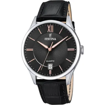 Montre  Festina Classics F20426/6 Noir, Bracelet Cuir, Homme