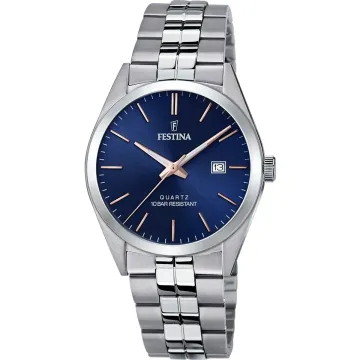 Montre  Festina Classics F20437/B Bleu, Bracelet En Acier, Homme