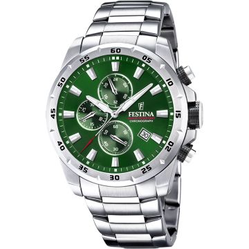 Montre Festina Homme Chronographe Acier Fond Vert