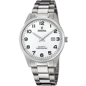Montre  Festina Classics F20511/1 Blanc, Bracelet En Acier, Homme
